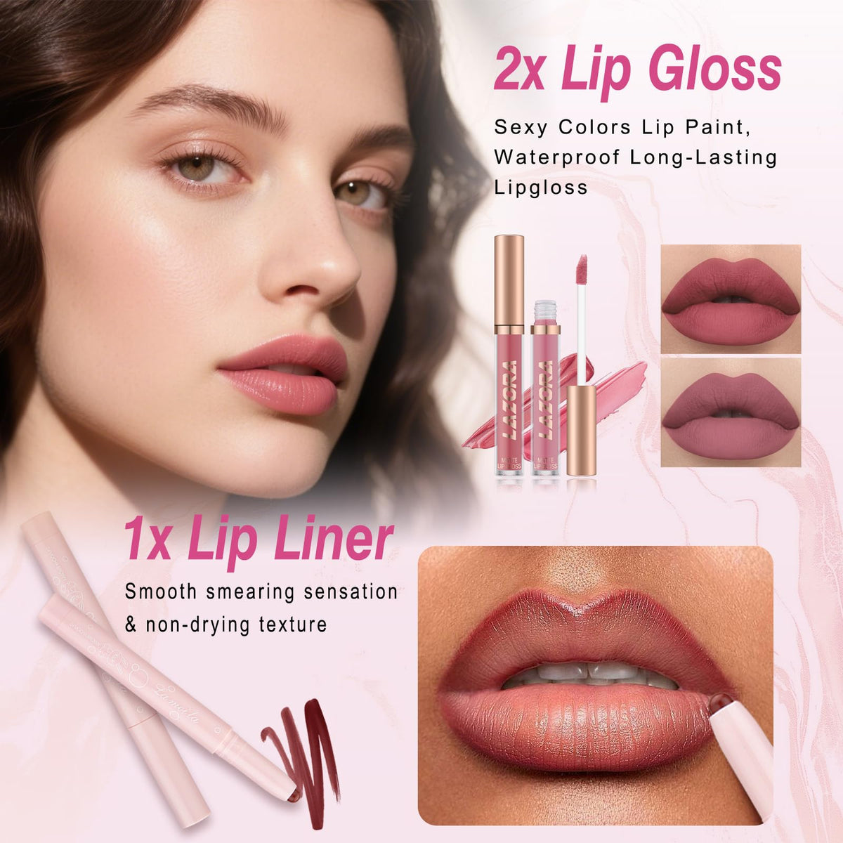 Venshun lip gloss and lipstick duo for polished daytime looks.