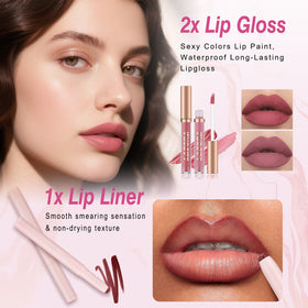 Venshun lip gloss and lipstick duo for polished daytime looks.