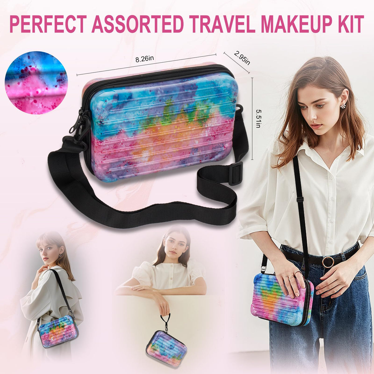Venshun travel-friendly makeup kit in a compact handbag.