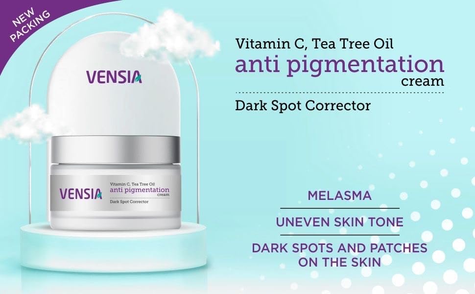 VENSIA cream texture on fingertip reveals rich, hydrated skin.