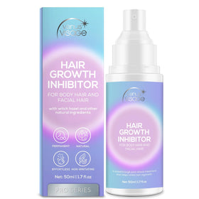 VENUS VISAGE Hair Inhibitor bottle-pump for easy post-wax smoothing.
