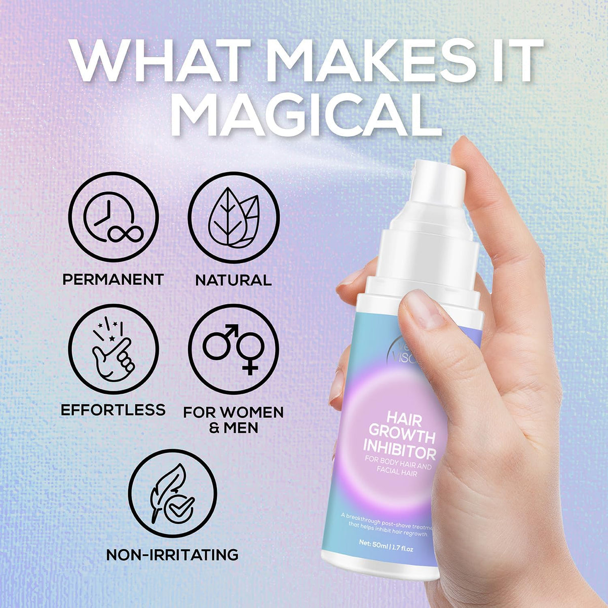 VENUS VISAGE Hair Inhibitor leg-application supports smooth skin.