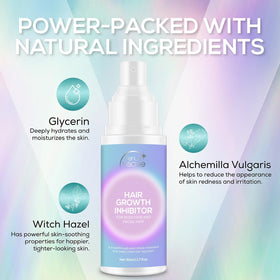 VENUS VISAGE Hair Inhibitor post-wax-care supports hydrated skin.