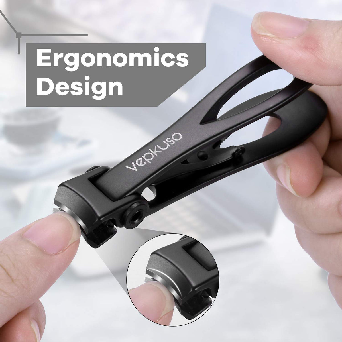 Vepkuso anti-splash toe clippers with clip catcher for cleaner cutting