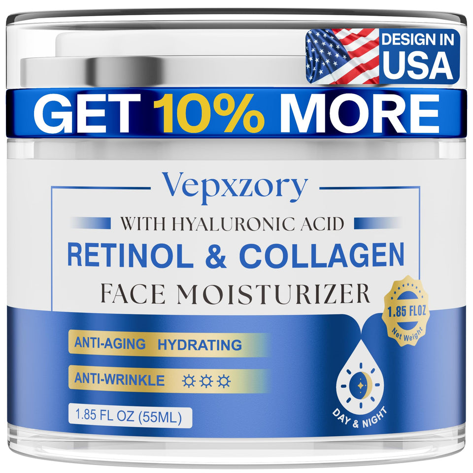 Vepxzory anti-aging retinol cream bottle for daily skin care.