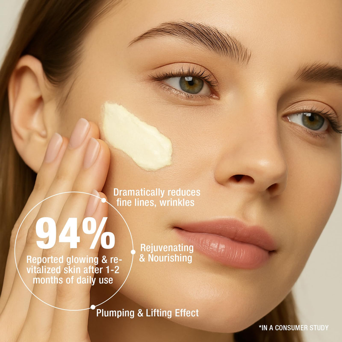 Vepxzory hyaluronic acid hydration emphasis label highlighting moisture benefits.