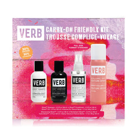 VERB Carry-On Friendly Kit packaging showcases travel-ready four-bottle set