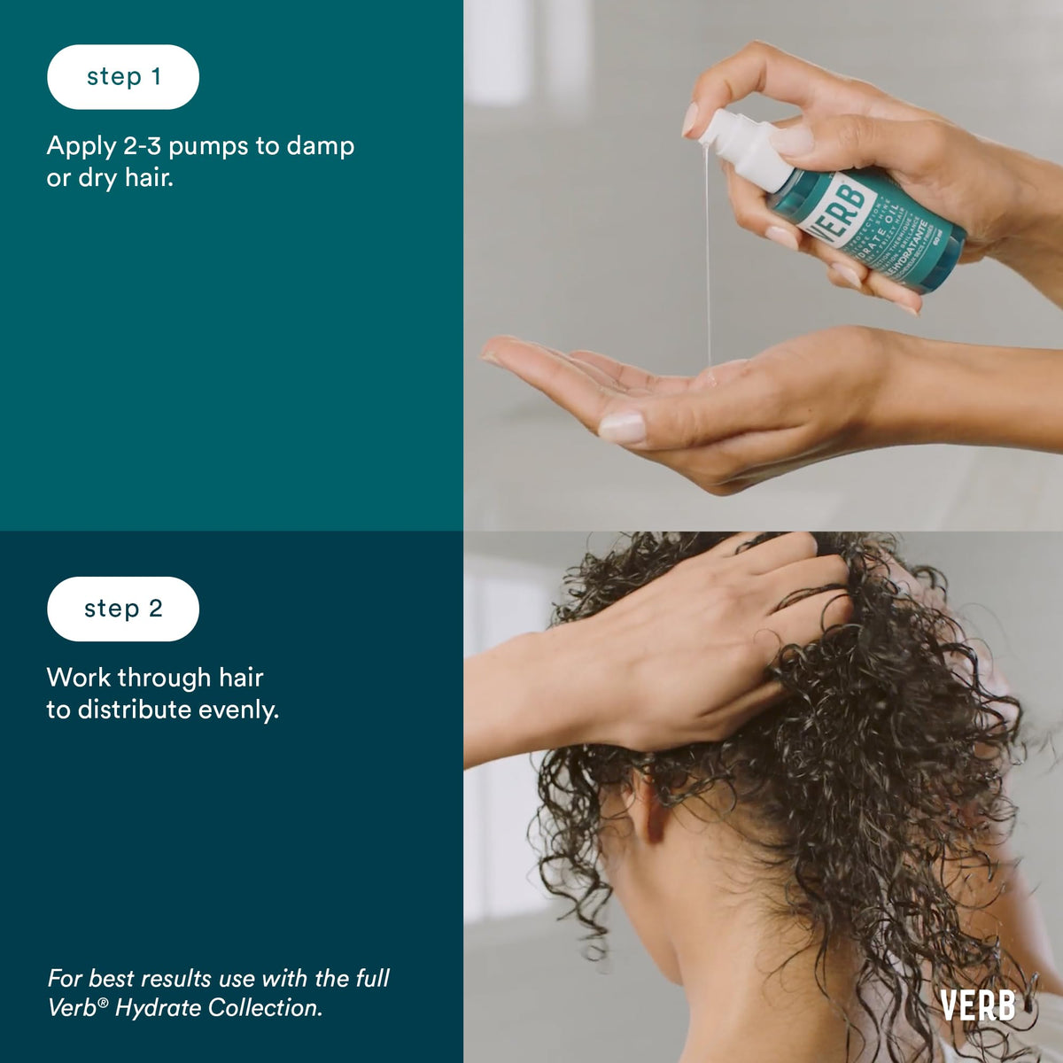 VERB Hydrate Oil smoothing frizz before styling for a sleek finish and everyday confidence