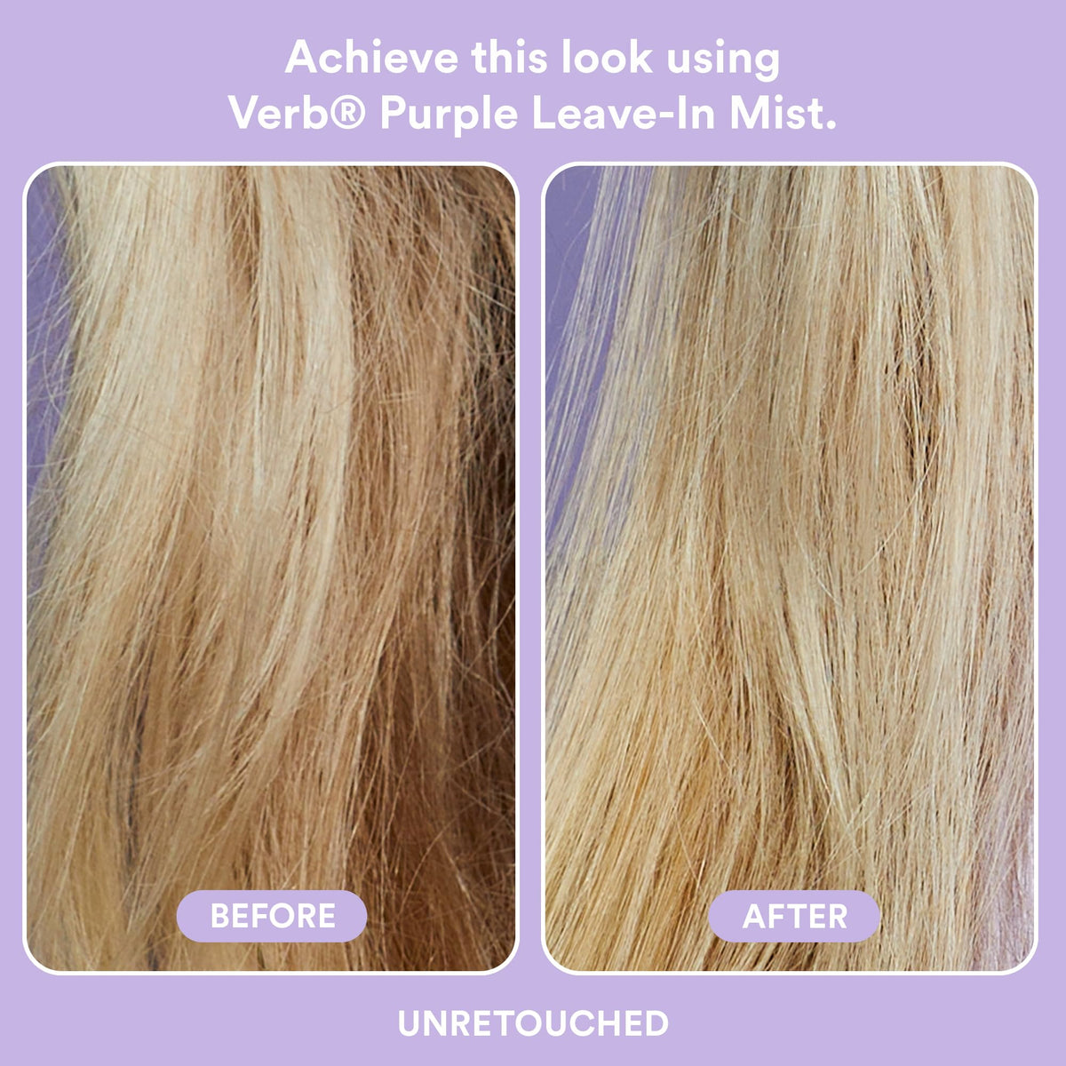 VERB Purple Leave-In Mist with açai extract nourishes hair.