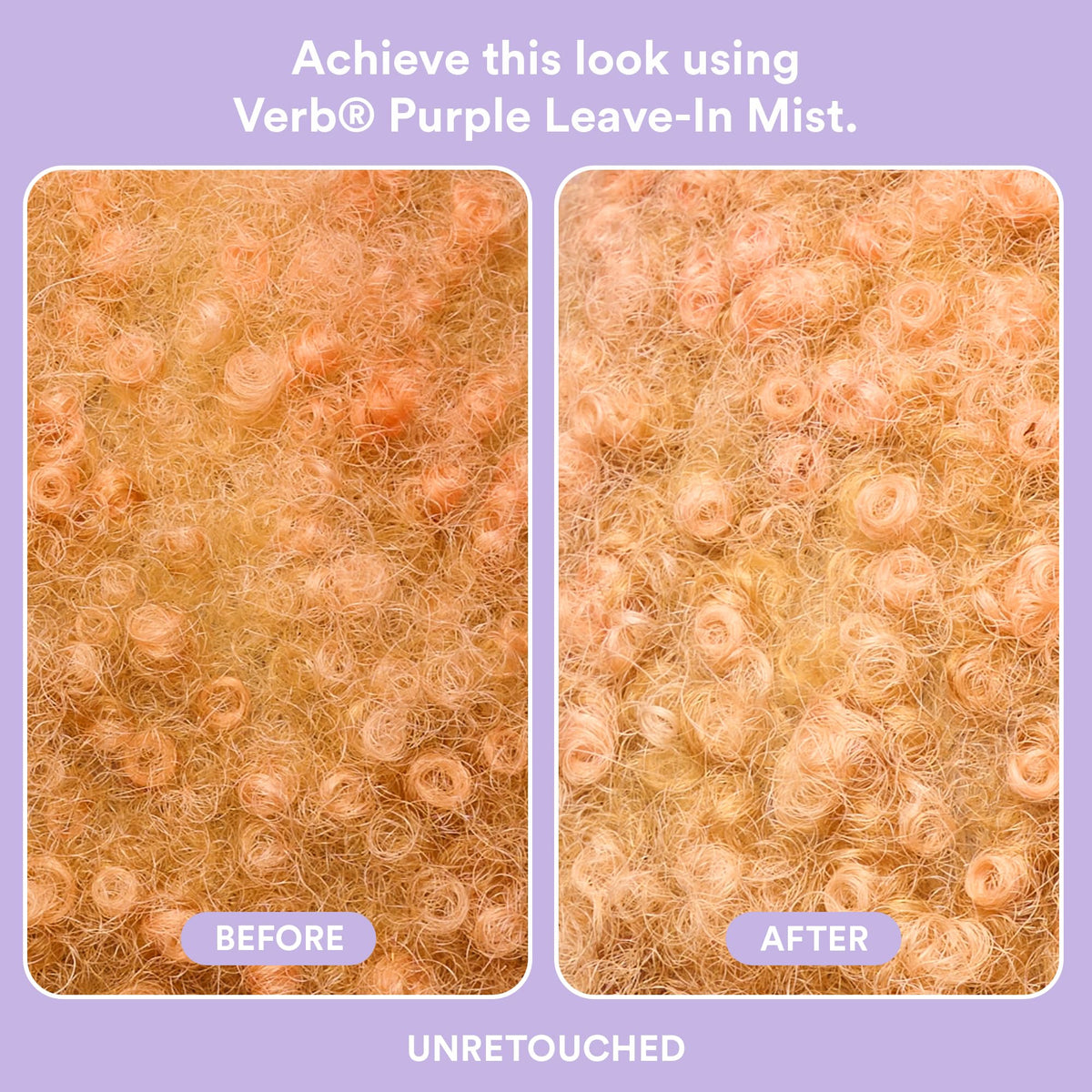 VERB Purple Leave-In Mist being sprayed to tone and hydrate hair.