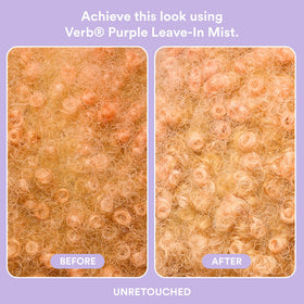 VERB Purple Leave-In Mist being sprayed to tone and hydrate hair.