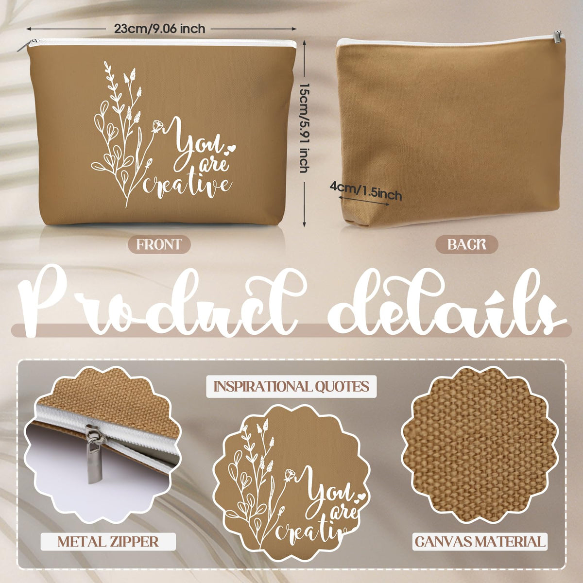 Vercraft boho makeup bag with you are brave motif for motivation