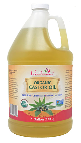 Verdana Organic Castor Oil bottle pour for easy hair care application.