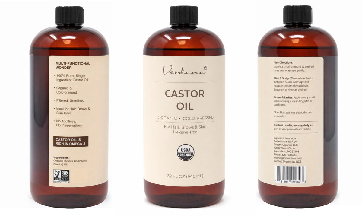 Verdana Organic Castor Oil applied to lashes and brows for conditioning