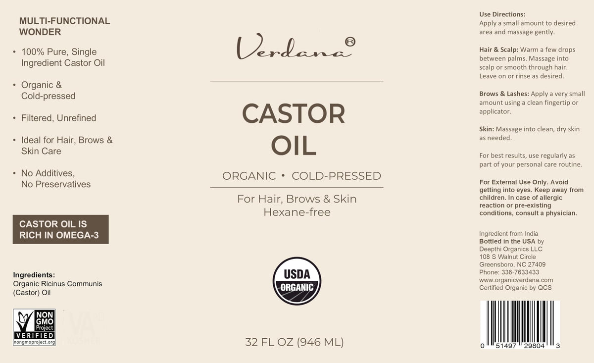 USDA Organic Verdana Castor Oil for pure beauty routines