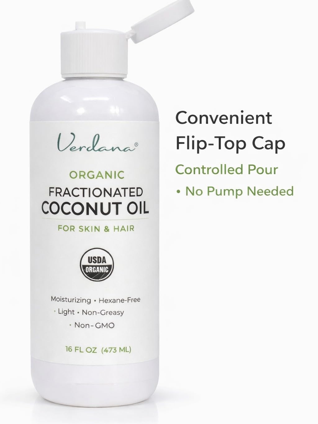 Close-up of hair strand with Verdana oil for lightweight leave-in care