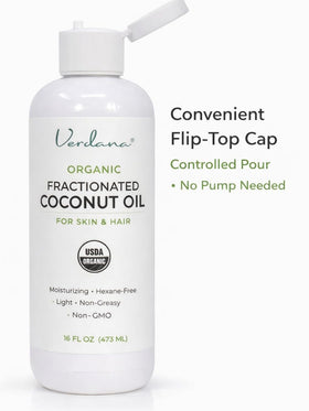 Close-up of hair strand with Verdana oil for lightweight leave-in care