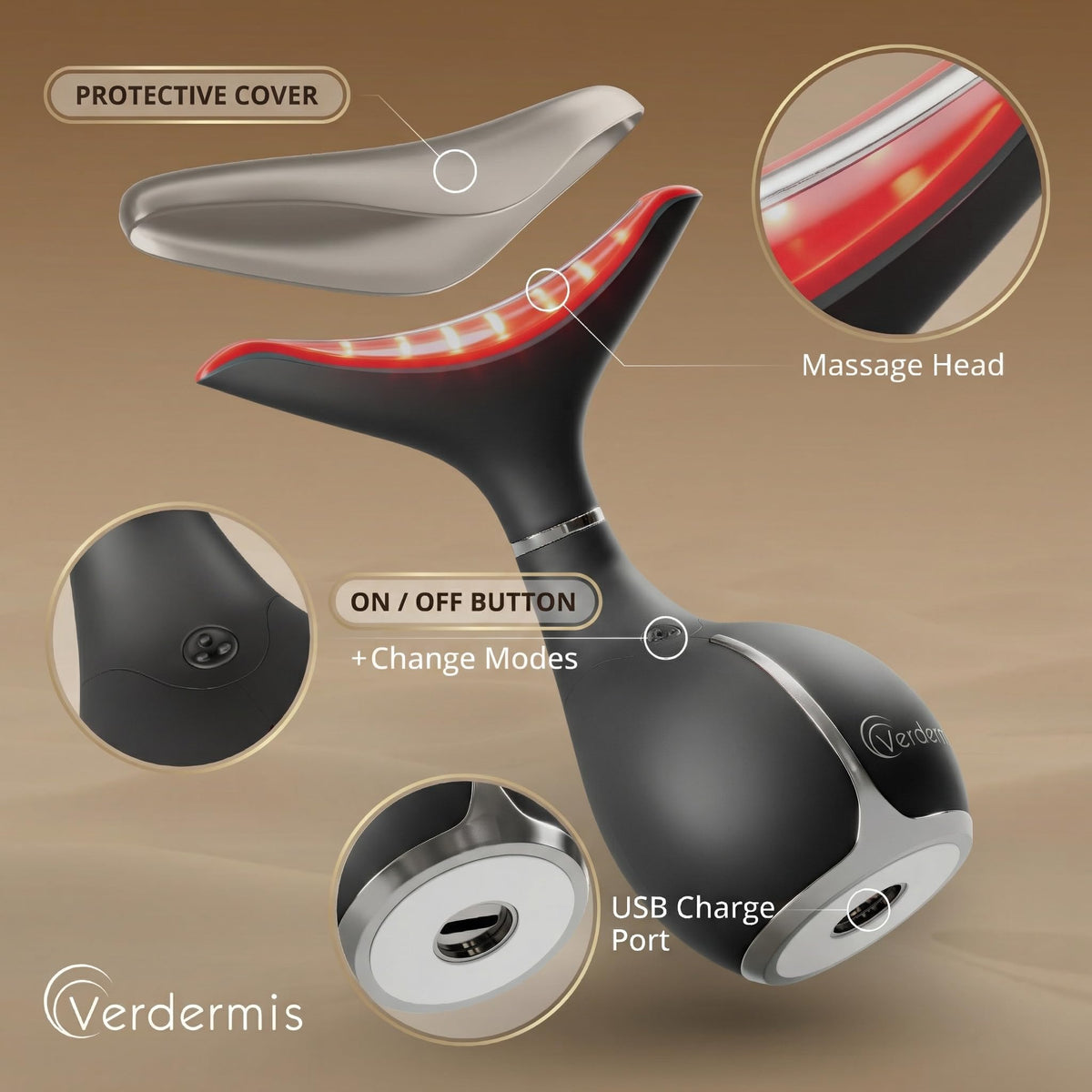 VERDERMIS sleek giftable design shown as an elegant at-home self-care device.