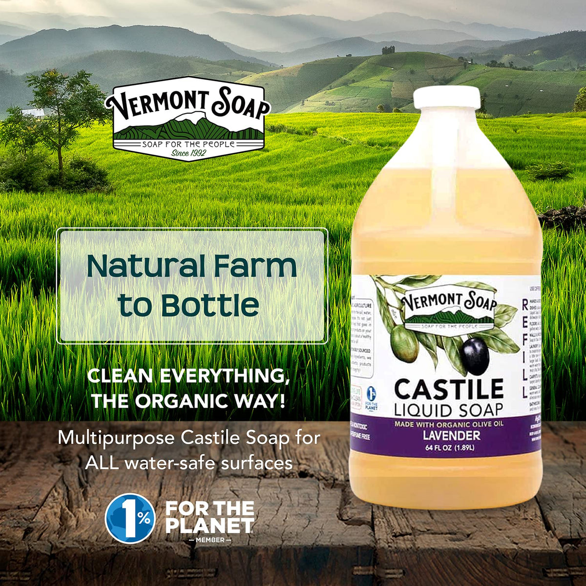 Vermont Soap Lavender Castile label close-up highlights USDA organic credentials.