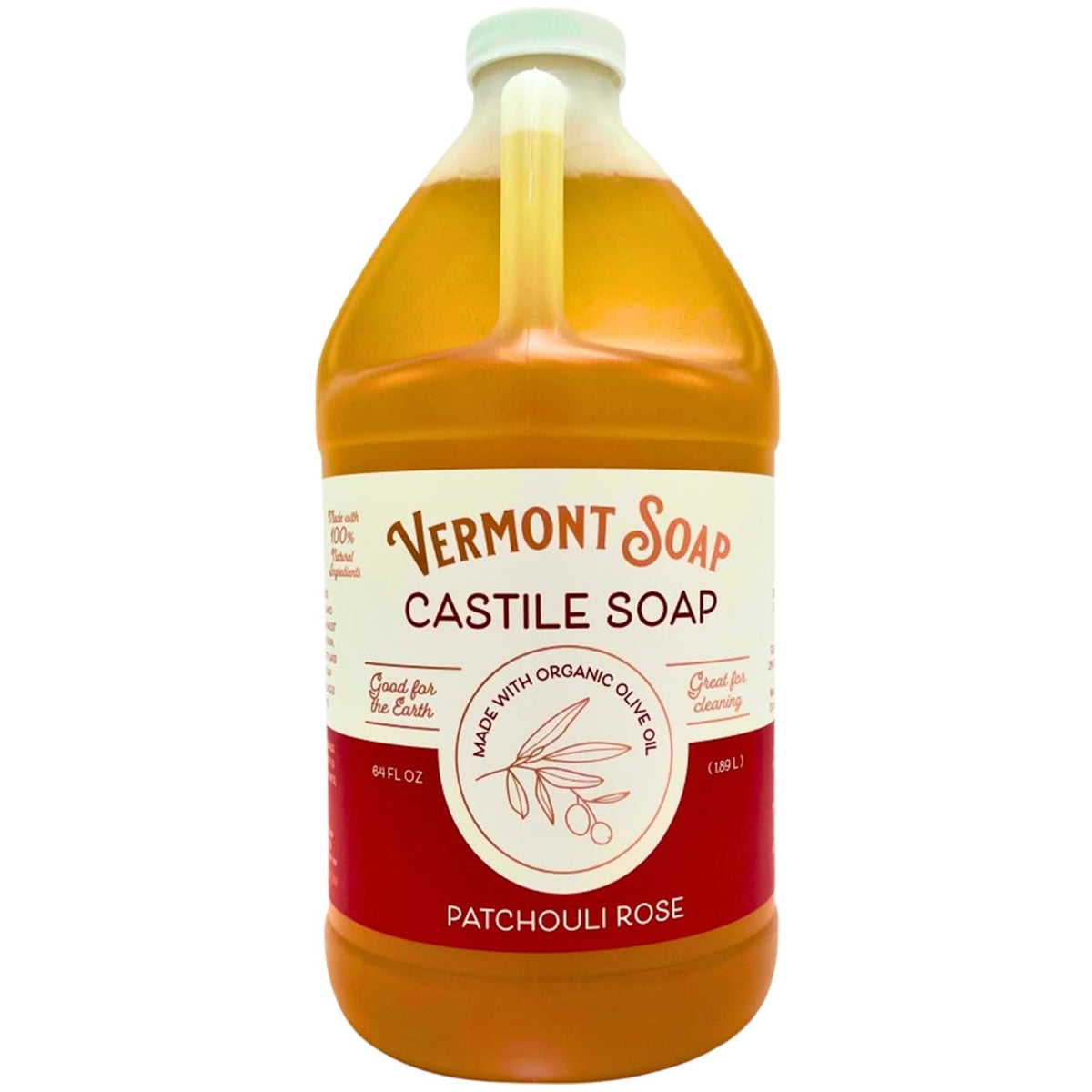 Vermont Soap Patchouli Rose 64 oz bottle for gentle cleansing