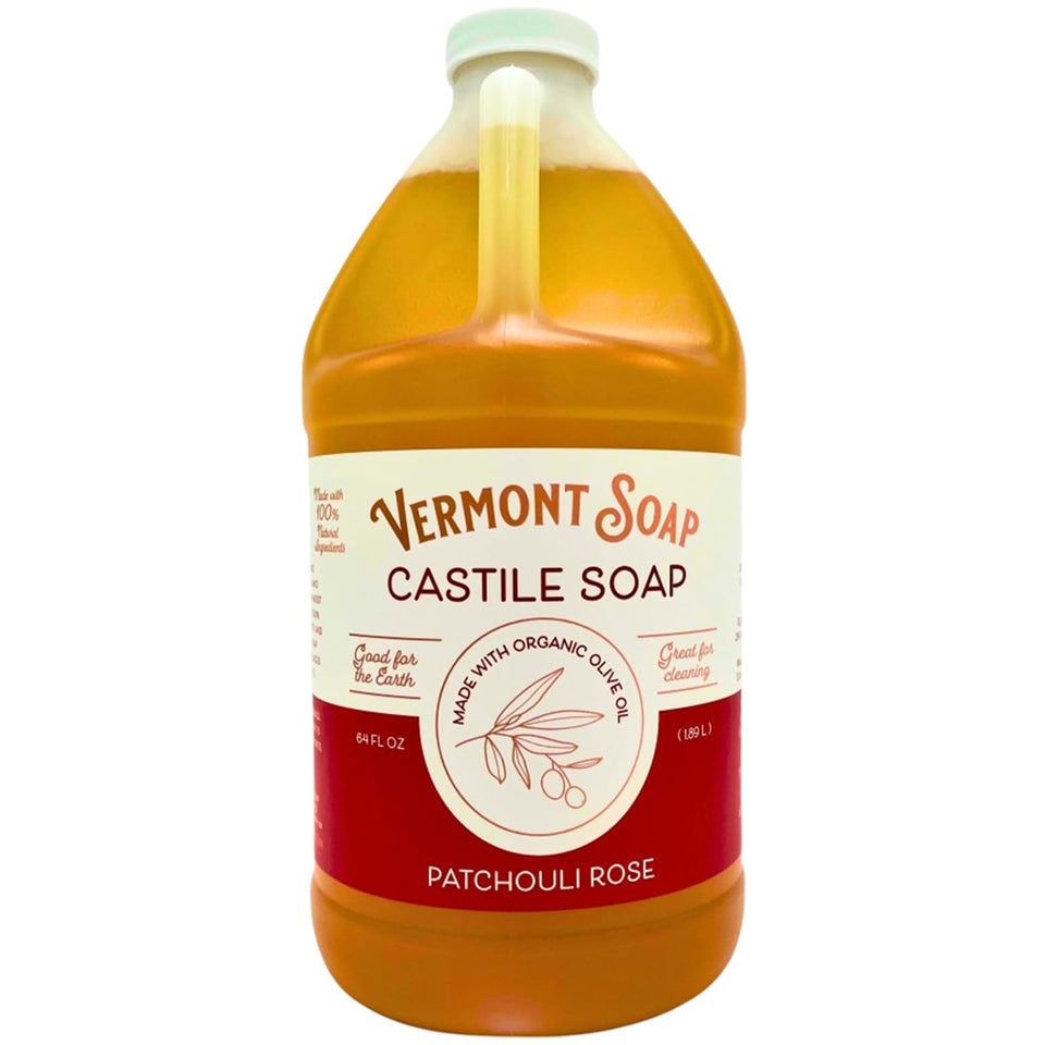Vermont Soap Patchouli Rose 64 oz bottle for gentle cleansing