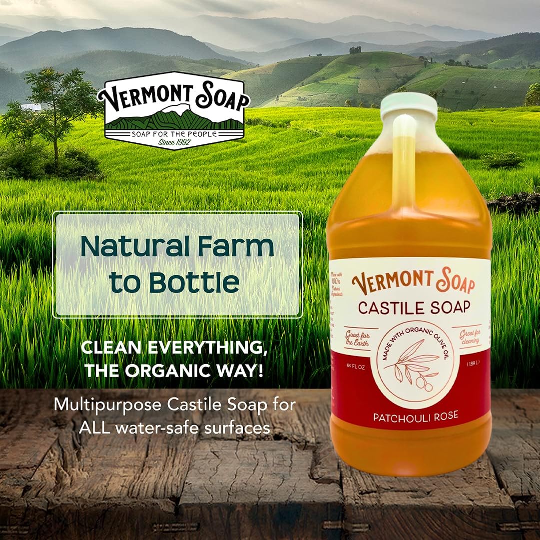 Vermont Soap Patchouli Rose label close-up with fragrance notes