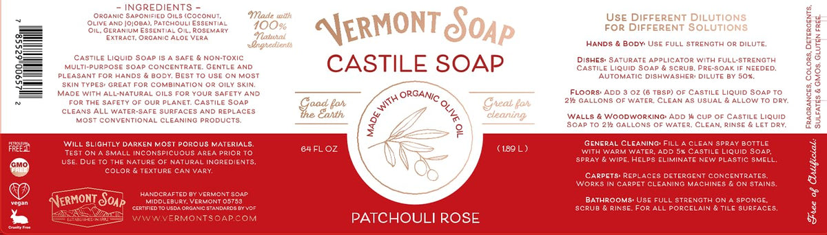 Vermont Soap Patchouli Rose packaging highlighting sustainability