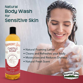 Vermont Soap Patchouli Rose shower application suitable for sensitive skin