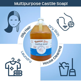 Vermont Castile Soap Unscented bottle used as shampoo for oily hair.