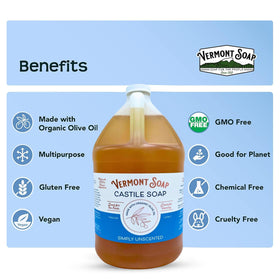Vermont Castile Soap Unscented gentle foam for body wash and sensitive skin care.