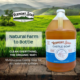 Vermont Castile Soap Unscented multi-use cleaner for dishes, surfaces, and more.