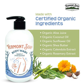 VERMONT SOAP 12 oz packaging with simple unscented design
