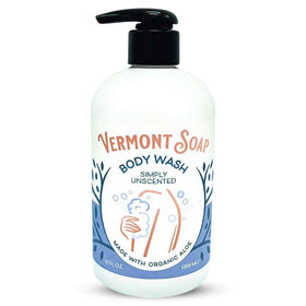 VERMONT SOAP unscented bottle shows fragrance free formula for sensitive skin
