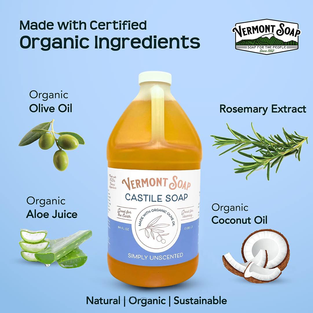 Vermont Soap Castile Unscented shampoo helps manage oily hair.