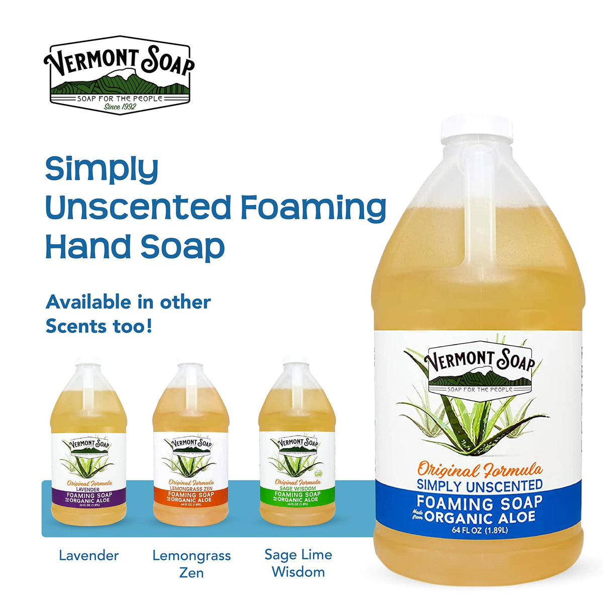 VERMONT SOAP organic ingredients graphic emphasizing clean, safe formula.