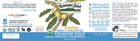VERMONT SOAP Simply Unscented hand soap label by sink for sensitive skin.