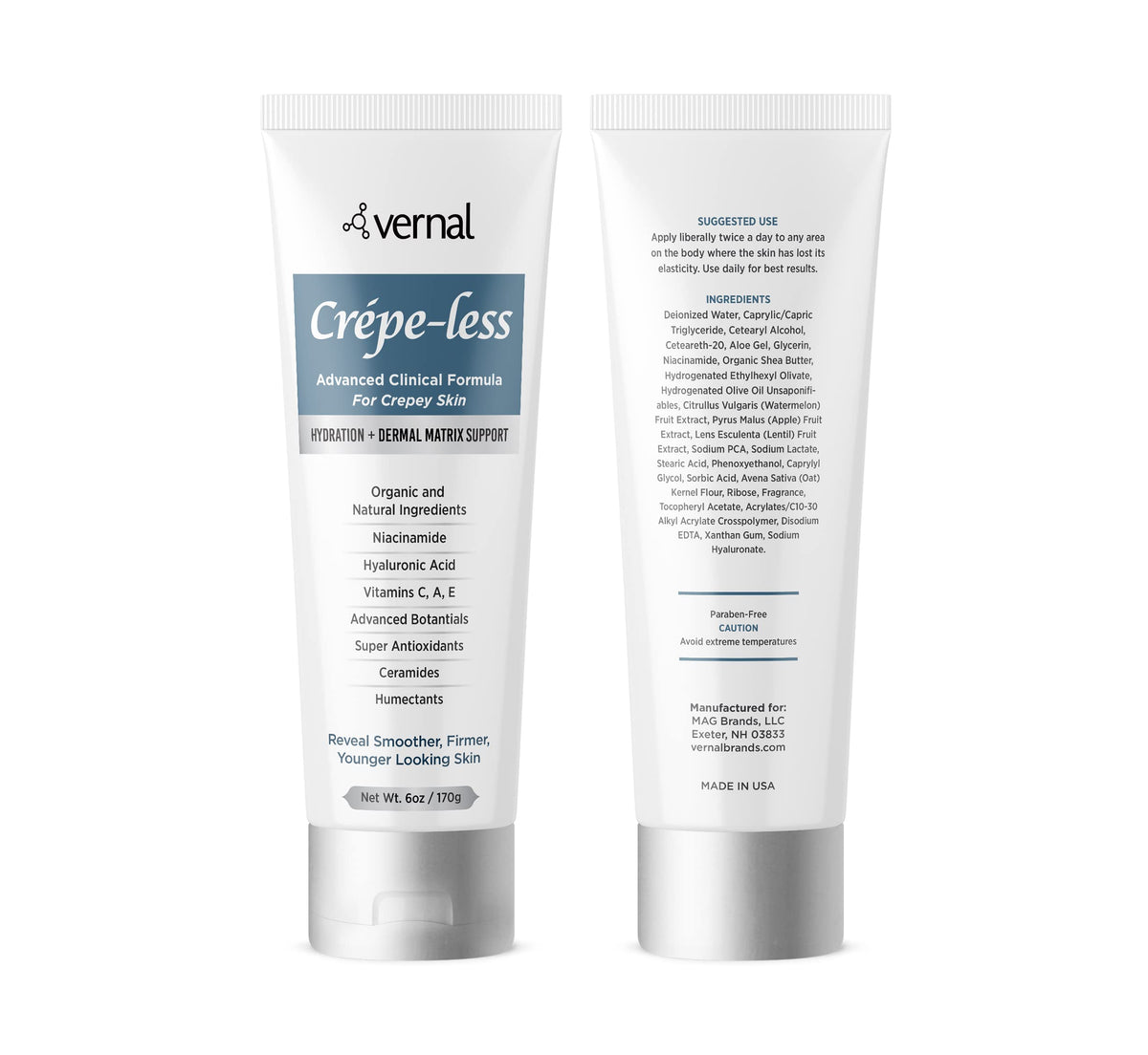 Vernal Crepe-less Skin Firming Cream daily routine for crepey areas.