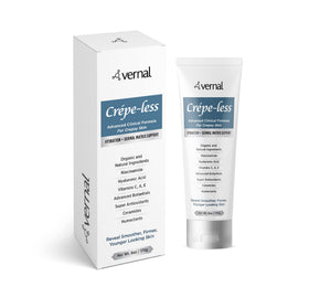 Vernal Crepe-less Skin Firming Cream bottle shows rich texture for arm care.