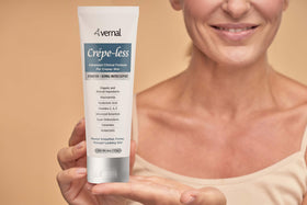 Vernal Crepe-less Skin Firming Cream quick-absorbing formula on the skin.