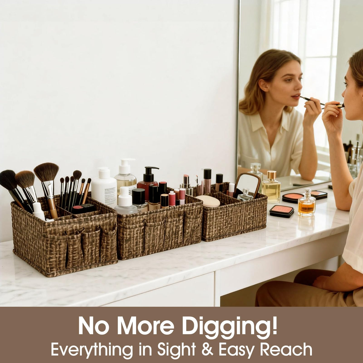 VERONLY desk-ready cosmetic divider fits compact spaces on desks