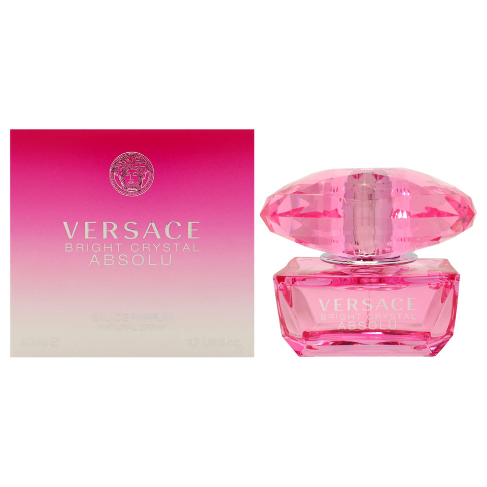 Versace Bright Crystal Absolu bottle glowing for a premium vanity display.