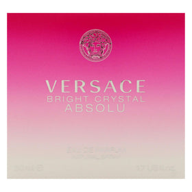 Versace Bright Crystal Absolu liquid closeup captures sparkling mood.