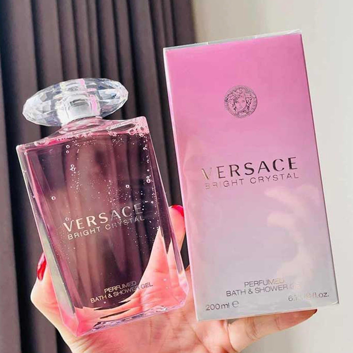 Versace Bright Crystal bottle packaging exudes luxury, ideal for gift-ready presentation