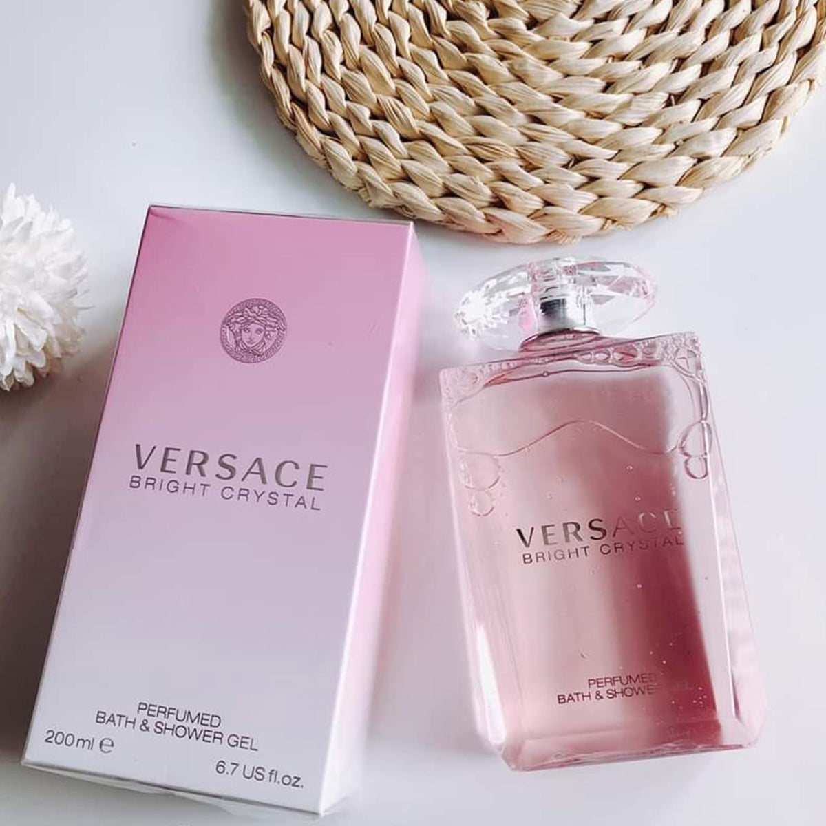 Versace Bright Crystal foam closeup showing creamy texture and lasting scent