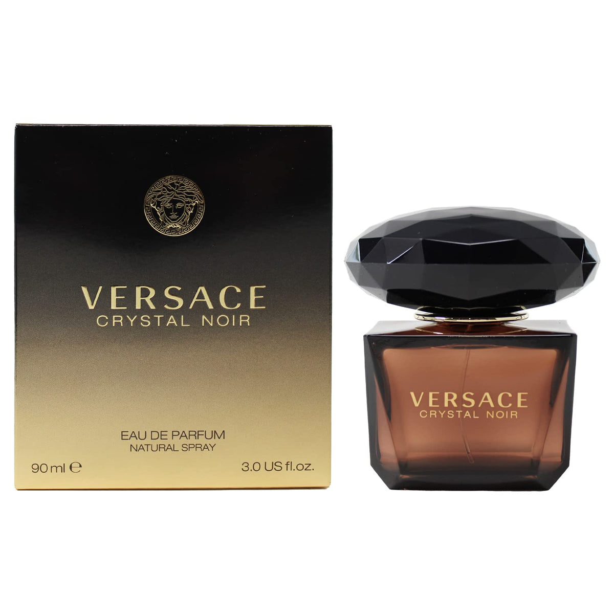Versace Crystal Noir atomizer mist capturing a delicate spray impression