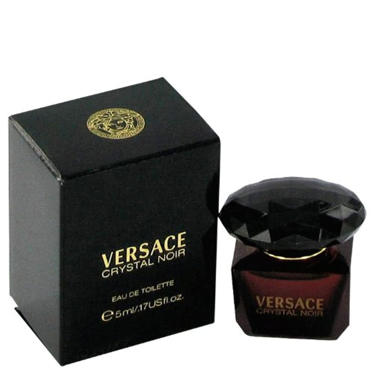 Versace Crystal Noir mini bottle cap, elegant evening scent with night-out allure.