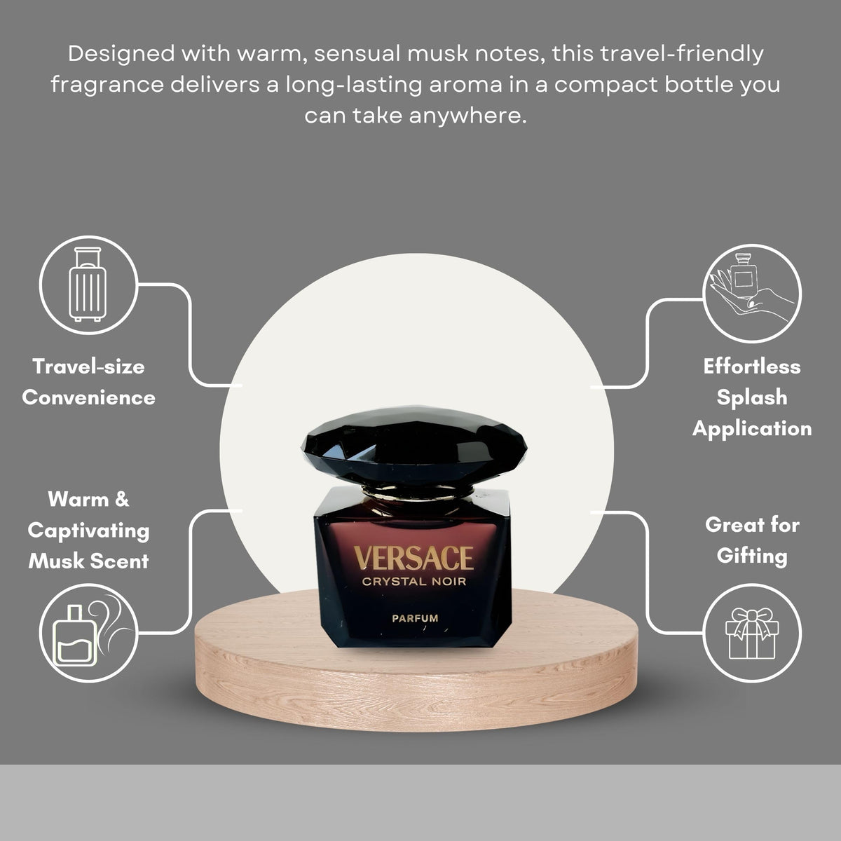 Versace Crystal Noir mini packaging open, a gift-ready travel-size perfume