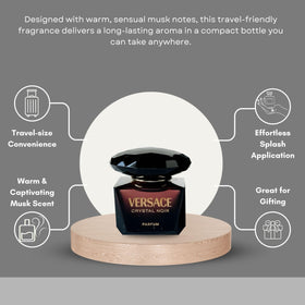 Versace Crystal Noir mini packaging open, a gift-ready travel-size perfume