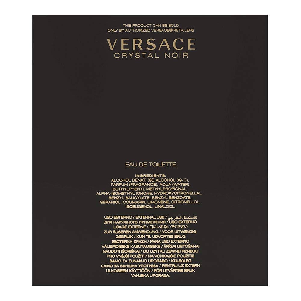 Versace Crystal Noir packaging, gift-ready box signaling luxury.