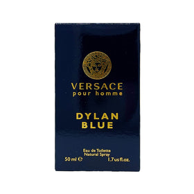 Versace Dylan Blue bottle front view, bold style for confident days.